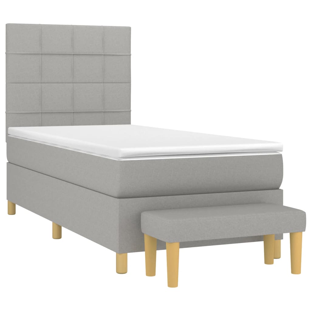 vidaXL Cama com molas/colchão 90x190 cm tecido cinzento-claro