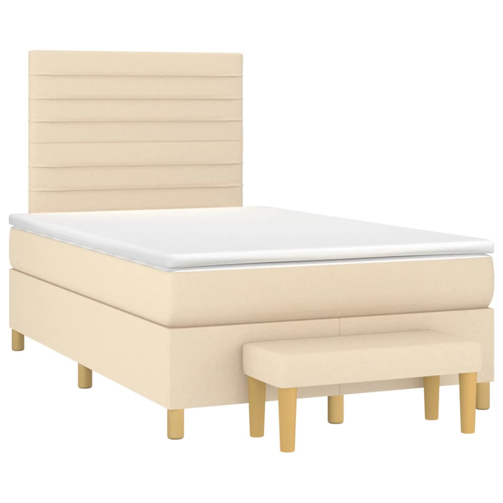 vidaXL Cama com molas/colchão 120x200 cm tecido cor creme