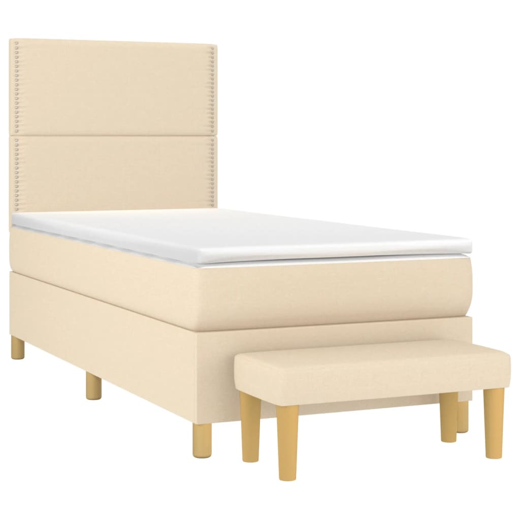 vidaXL Cama com molas/colchão 90x200 cm tecido cor crème