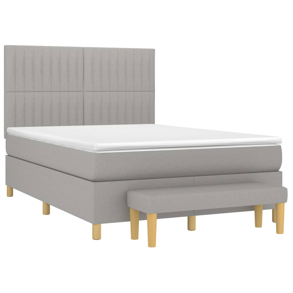 vidaXL Cama com molas/colchão 140x190 cm tecido cinzento-claro