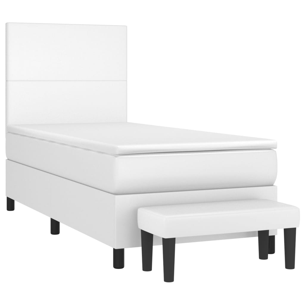 vidaXL Cama com molas/colchão 90x200 cm couro artificial branco