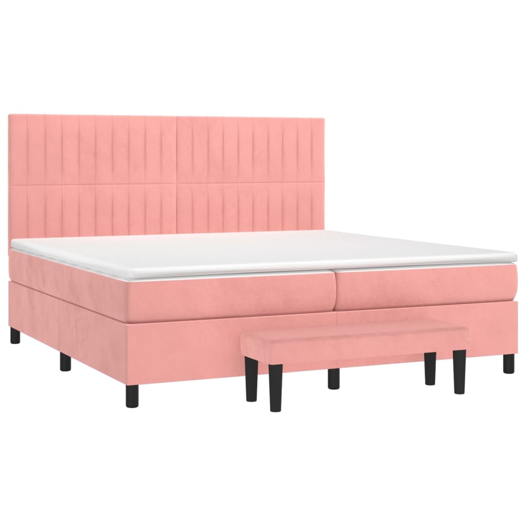 vidaXL Cama com molas/colchão 200x200 cm veludo rosa