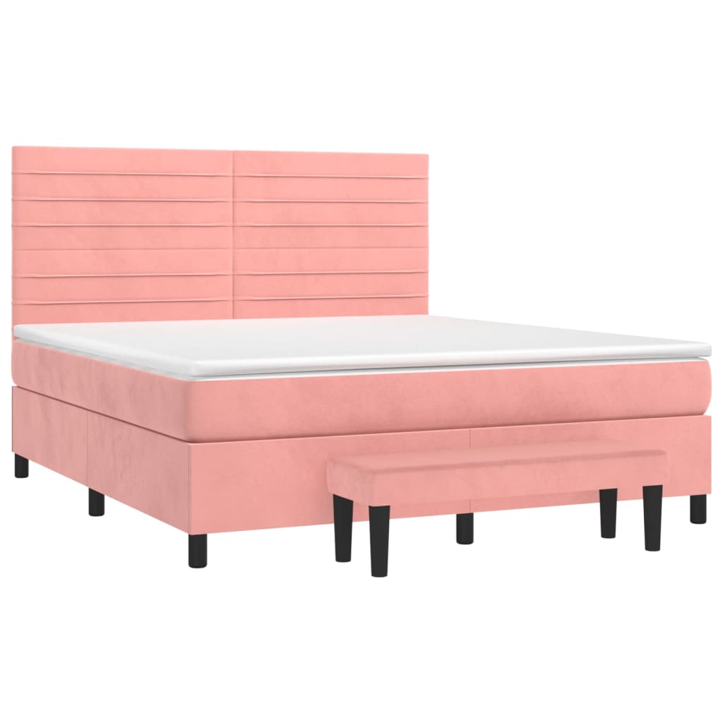 vidaXL Cama com molas/colchão 180x200 cm veludo rosa