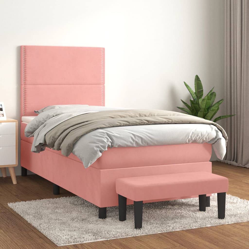 vidaXL Cama com molas/colchão 80x200 cm veludo rosa