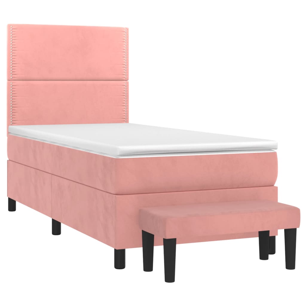 vidaXL Cama com molas/colchão 80x200 cm veludo rosa