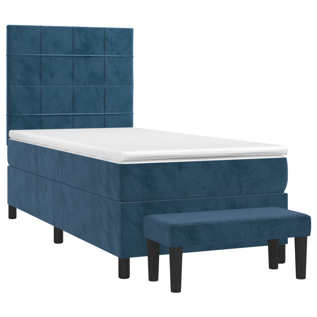 vidaXL Cama com molas/colchão 90x200 cm veludo azul-escuro