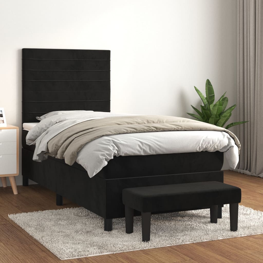 vidaXL Cama com molas/colchão 80x200 cm veludo preto