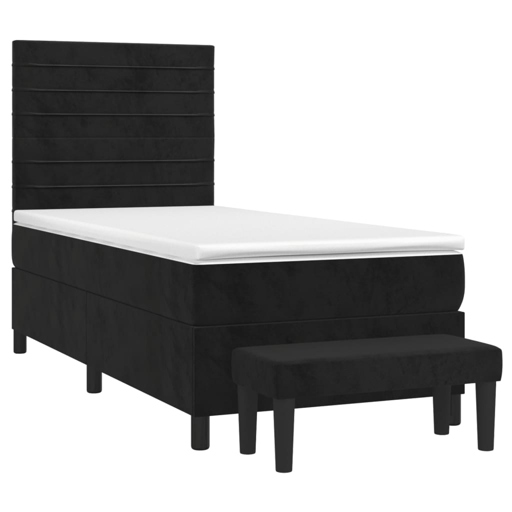 vidaXL Cama com molas/colchão 80x200 cm veludo preto