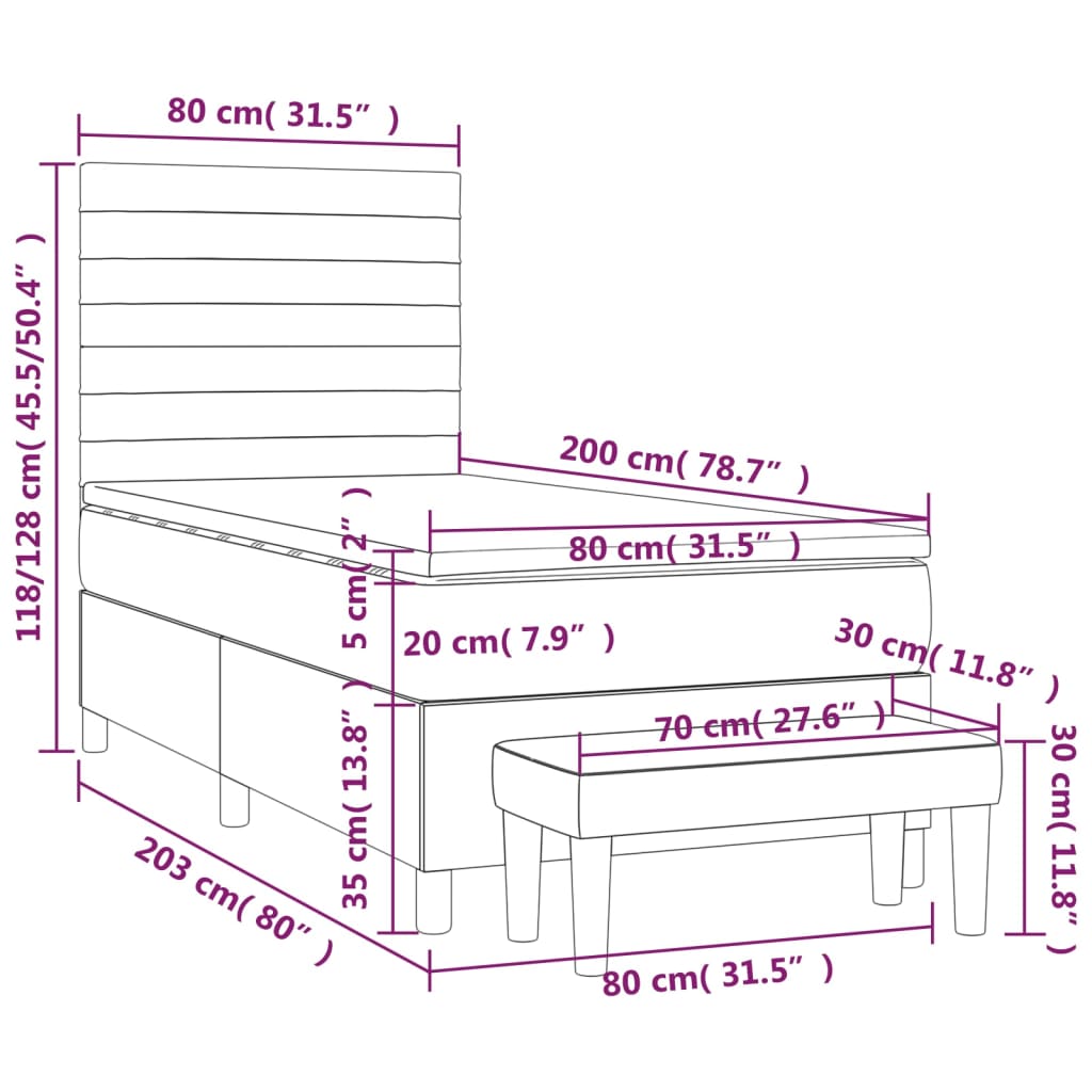 vidaXL Cama com molas/colchão 80x200 cm veludo preto