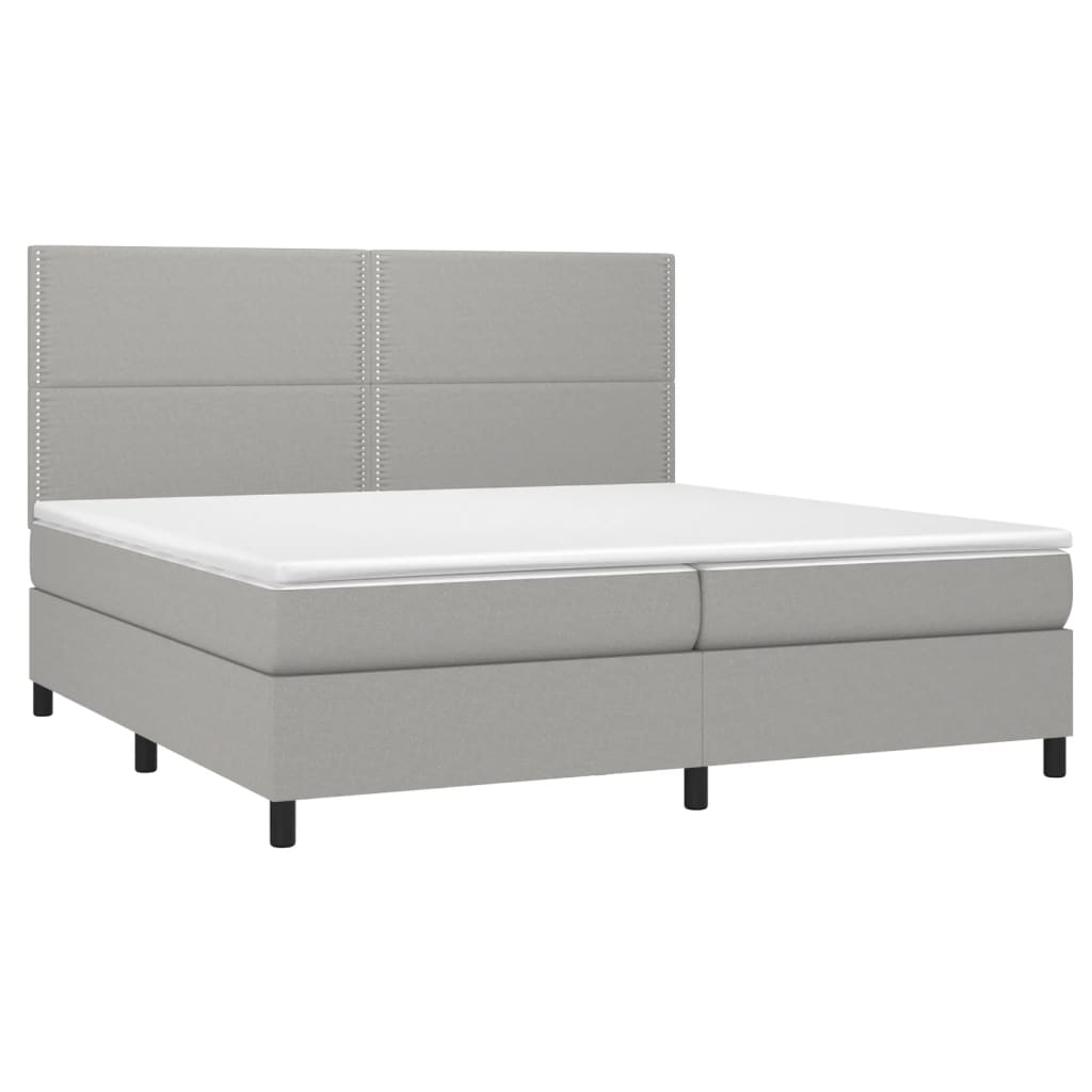 vidaXL Cama com molas/colchão 200x200 cm tecido cinza-claro