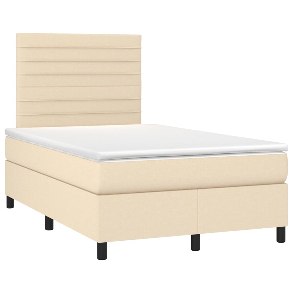 vidaXL Cama com molas/colchão 120x200 cm tecido cor creme