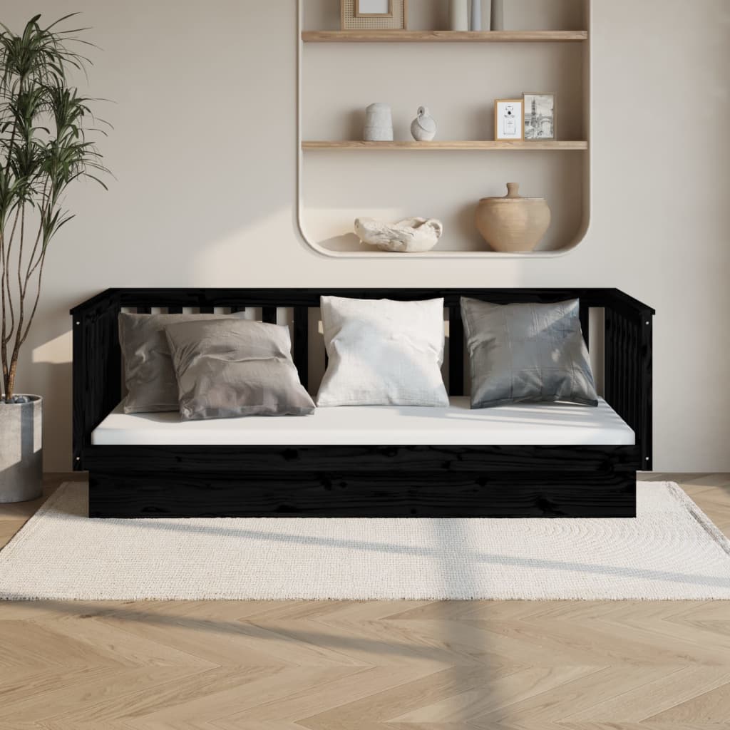 vidaXL Sofá-cama 80x200 cm madeira de pinho maciça preto