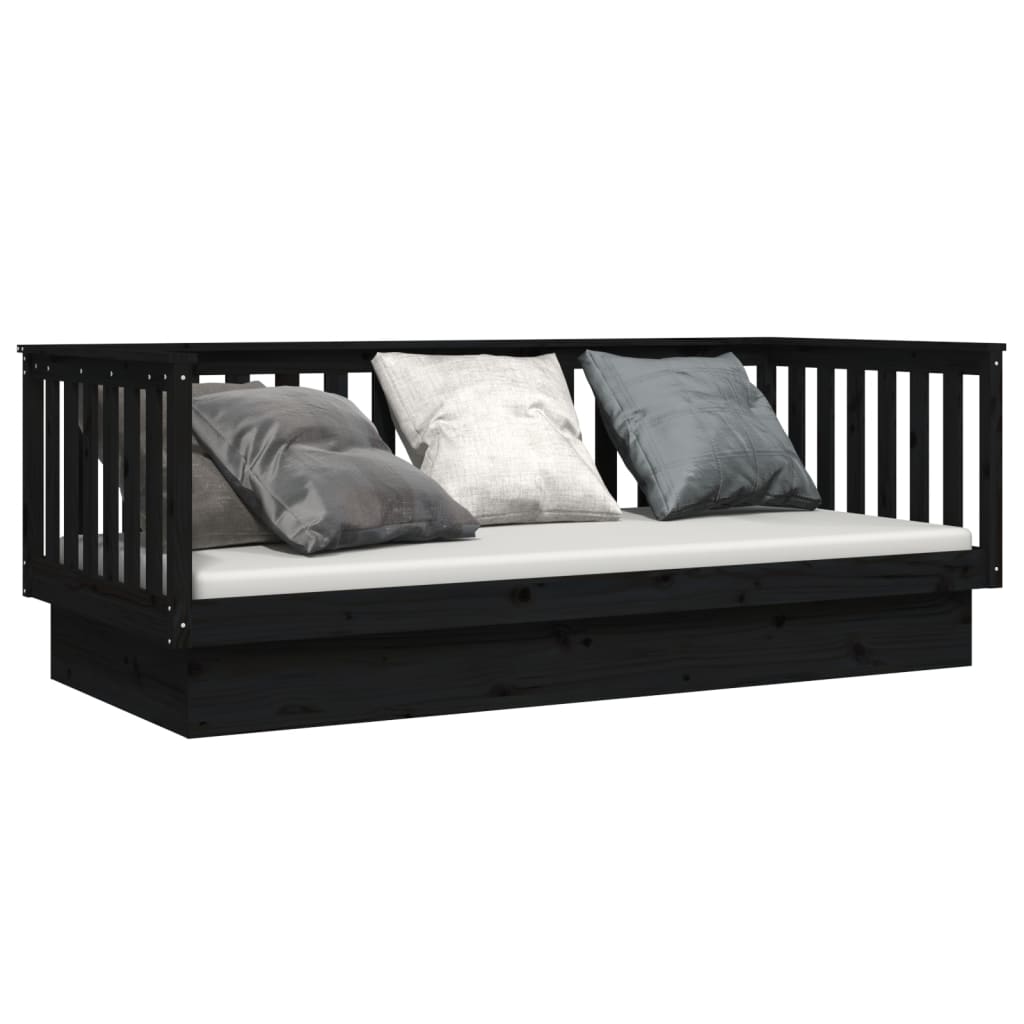 vidaXL Sofá-cama 80x200 cm madeira de pinho maciça preto