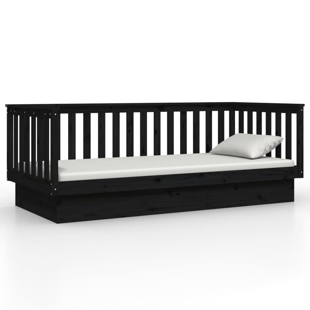 vidaXL Sofá-cama 80x200 cm madeira de pinho maciça preto