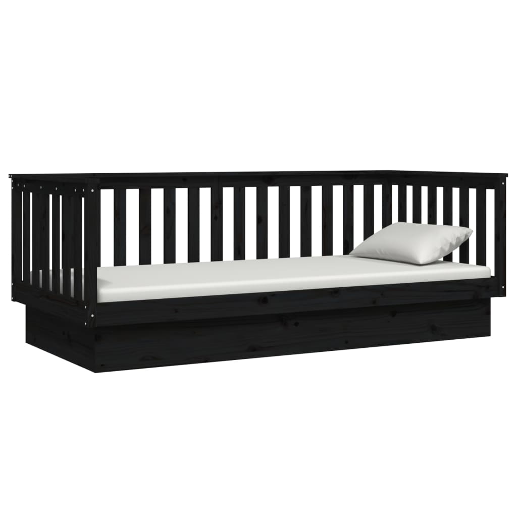 vidaXL Sofá-cama 80x200 cm madeira de pinho maciça preto