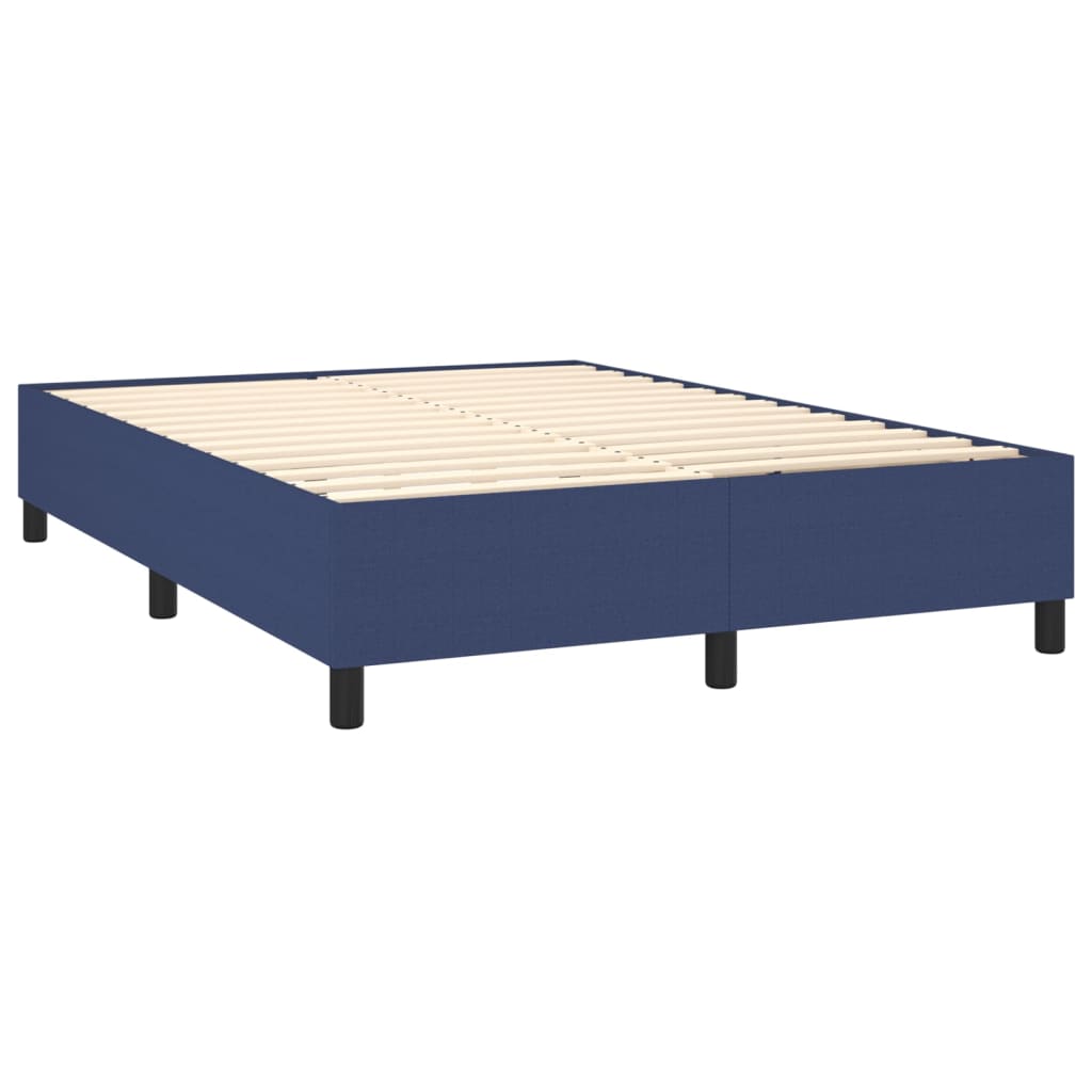 vidaXL Cama com molas/colchão 140x190 cm tecido azul