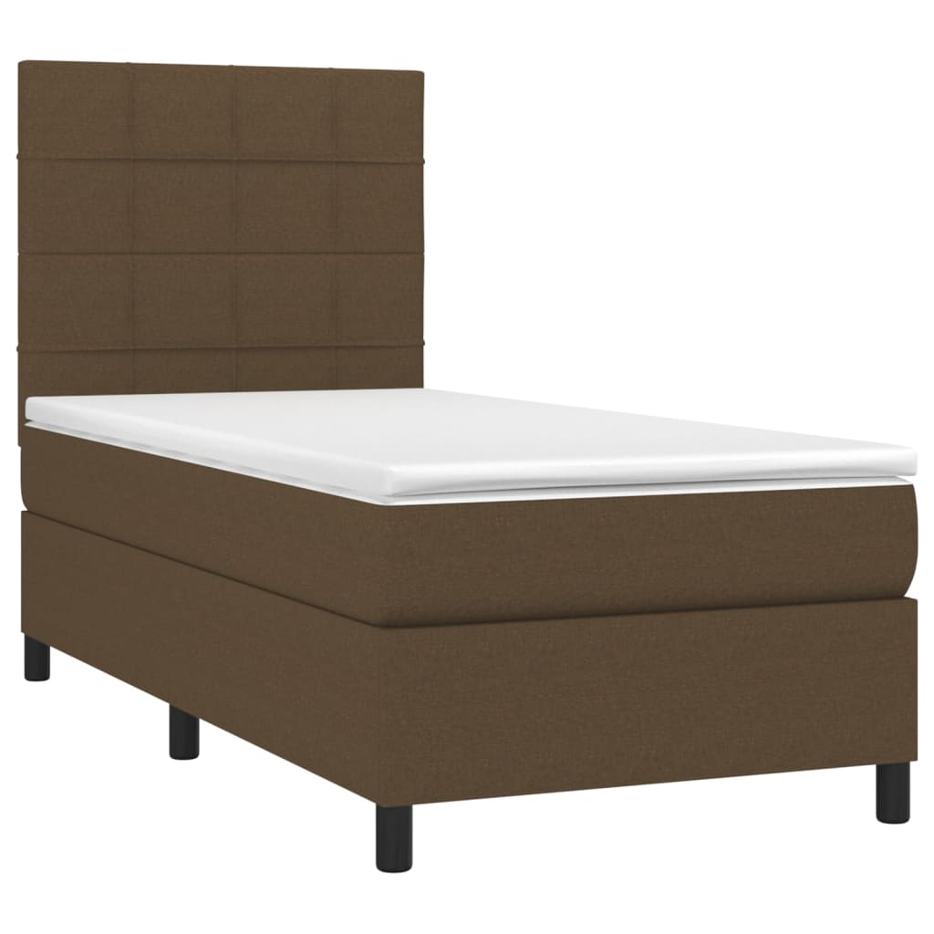 vidaXL Cama com molas/colchão 90x190 cm tecido castanho-escuro