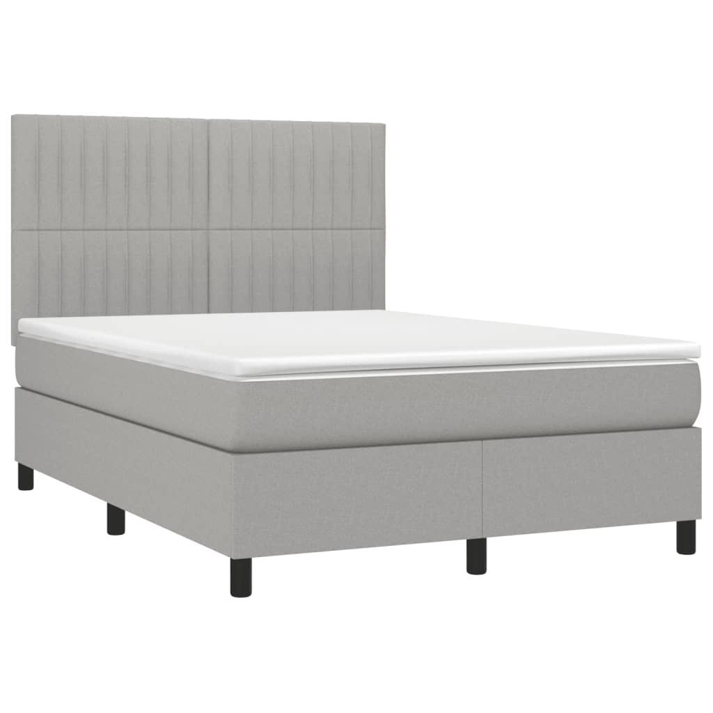 vidaXL Cama com molas/colchão 140x190 cm tecido cinzento-claro